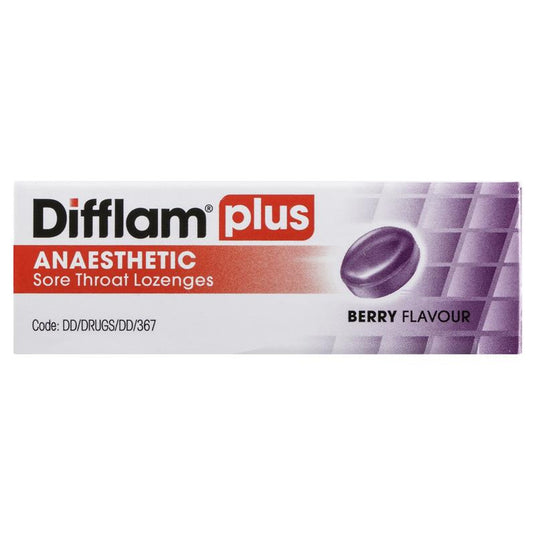 Difflam Plus Anaesthetic Sugar Free Wild Berry 16 Lozenges
