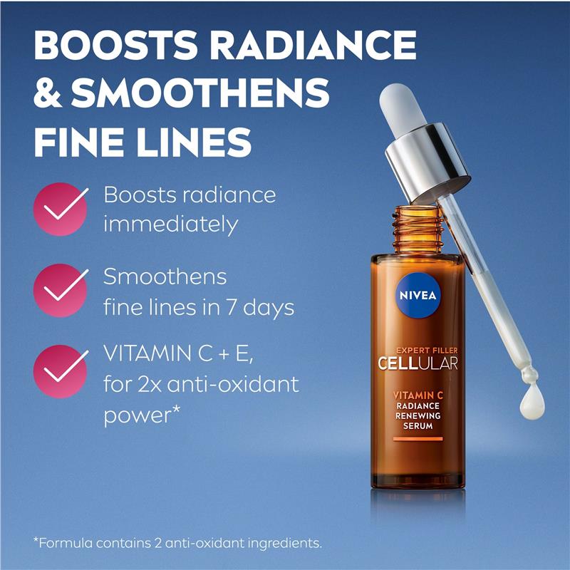 Load image into Gallery viewer, NIVEA Cellular Filler Expert Vitamin C Radiance Renewing Serum 30ml
