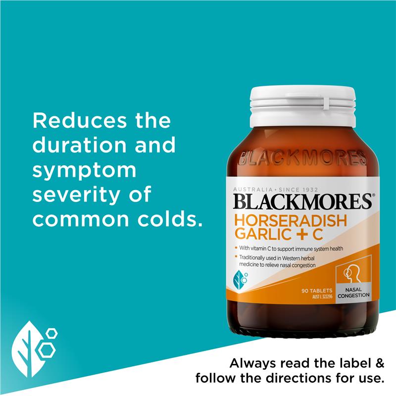 Load image into Gallery viewer, Blackmores Horseradish Garlic + C 90 Tablets
