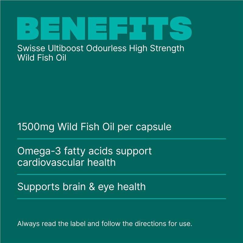 Load image into Gallery viewer, Swisse Ultiboost Odourless High Strength Wild Fish Oil 1500mg 400 Capsules
