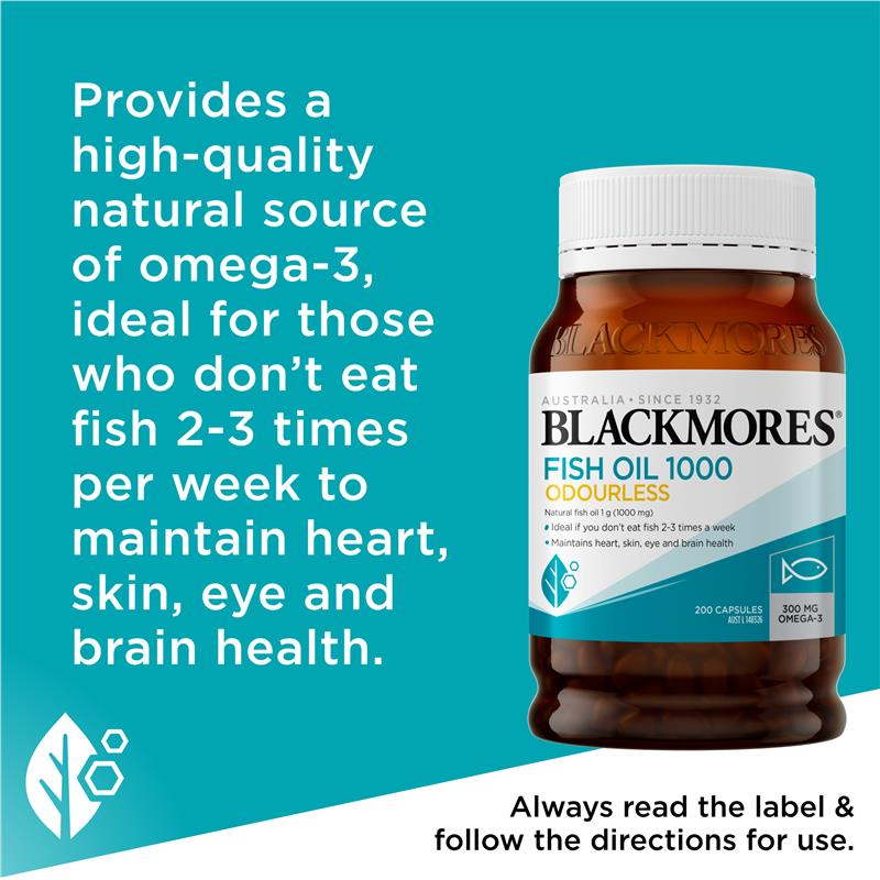 Load image into Gallery viewer, Blackmores Odourless Fish Oil 1000mg 200 Capsules
