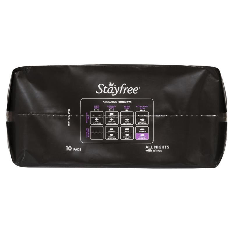 Load image into Gallery viewer, Stayfree All Night Sanitary Pads With Wings 10 Pack
