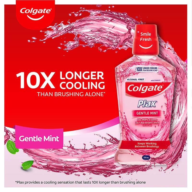 Load image into Gallery viewer, Colgate Plax Alcohol Free Antibacterial Mouthwash Gentle Mint 500mL
