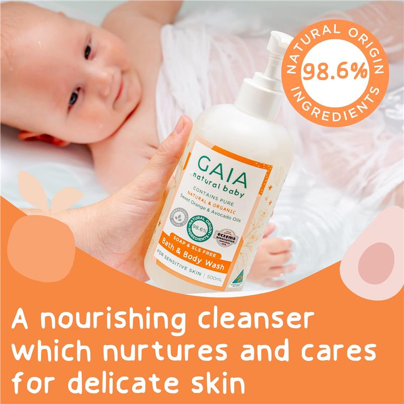 Load image into Gallery viewer, Gaia Natural Baby Bath &amp; Body Wash 500ml Pump

