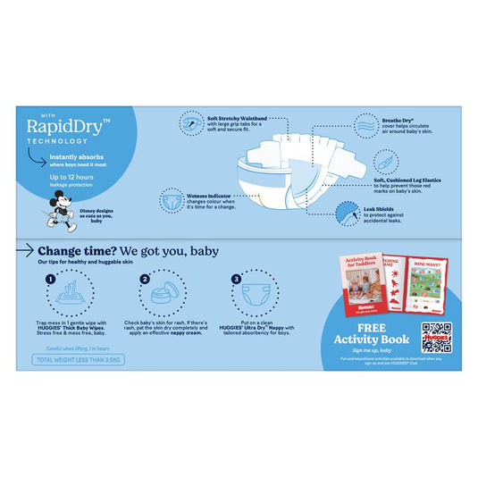 Huggies Ultra Dry Nappies Boy Size 5 Jumbo 64 Pack