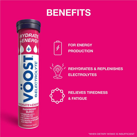 Voost Hydrate + Energy Raspberry Burst Effervescent Tablets 12 Pack