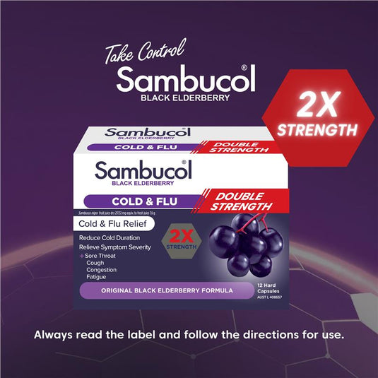 Sambucol Cold & Flu Double Strength 12 Capsules