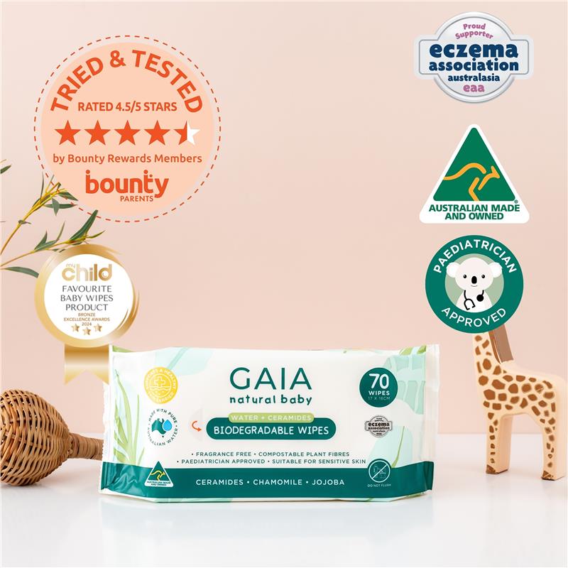 Load image into Gallery viewer, GAIA Biodegradable Water Wipes 70 Pack
