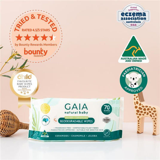 GAIA Biodegradable Water Wipes 70 Pack