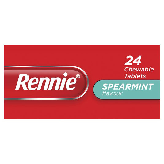 Rennie Indigestion and Heartburn Relief Spearmint 24 Chewable Tablets