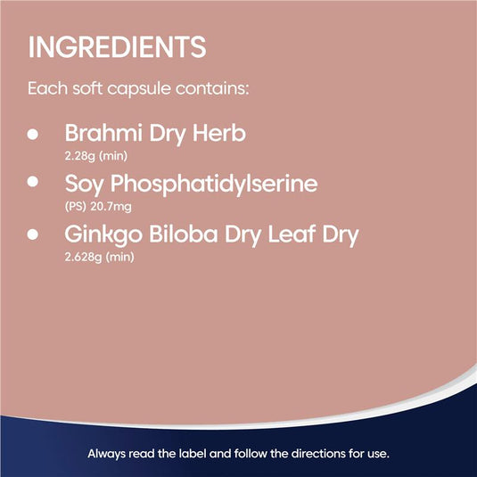 Bioglan Brahmi + PS + Ginkgo Focus 50 Capsules
