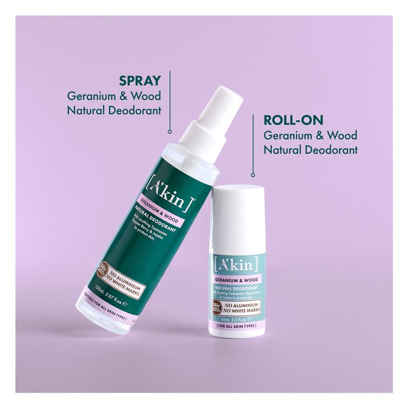 Load image into Gallery viewer, Akin Geranium &amp; Wood Deodorant Roll On 65ml

