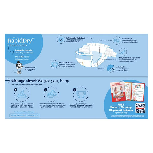 Huggies Ultra Dry Nappies Boy Size 4 Jumbo 72 Pack
