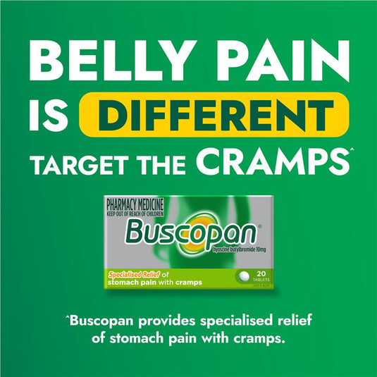 Buscopan Stomach Cramps Pain Relief 10mg Tablets 20 Pack