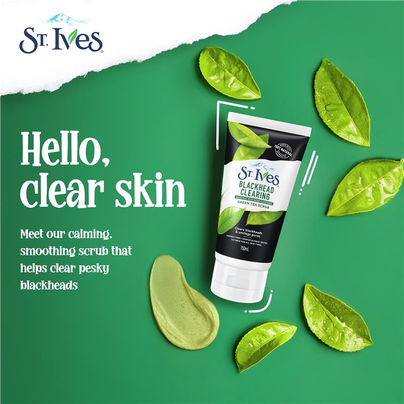 Load image into Gallery viewer, St Ives Blackhead Clearing Green Tea Scrub 150ml/170g
