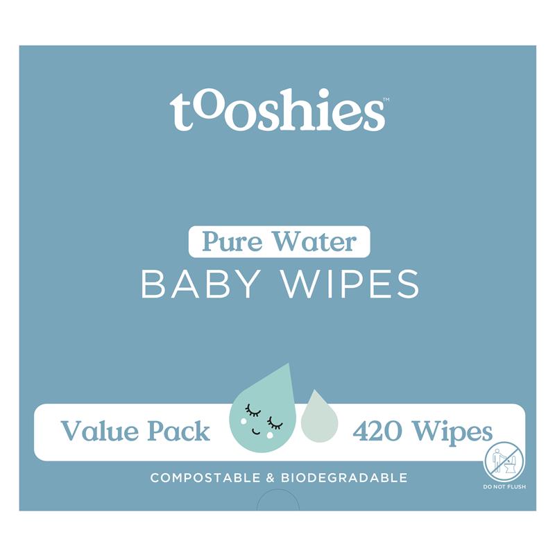 Load image into Gallery viewer, Tooshies Baby Wipes Pure Water 6 x 70 Pack
