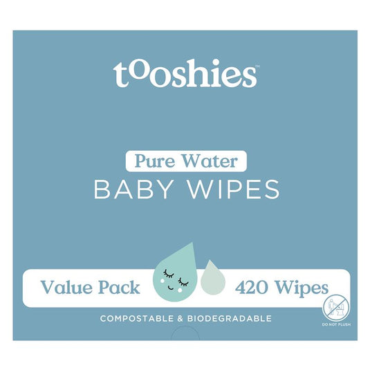 Tooshies Baby Wipes Pure Water 6 x 70 Pack