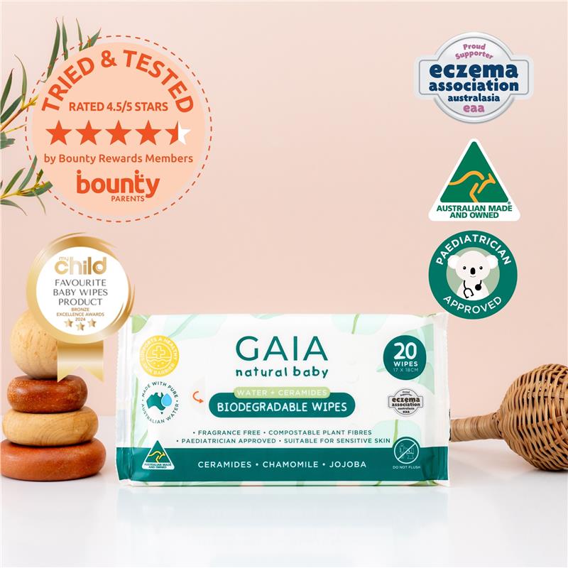 Load image into Gallery viewer, GAIA Biodegradable Water Wipes 20 Pack
