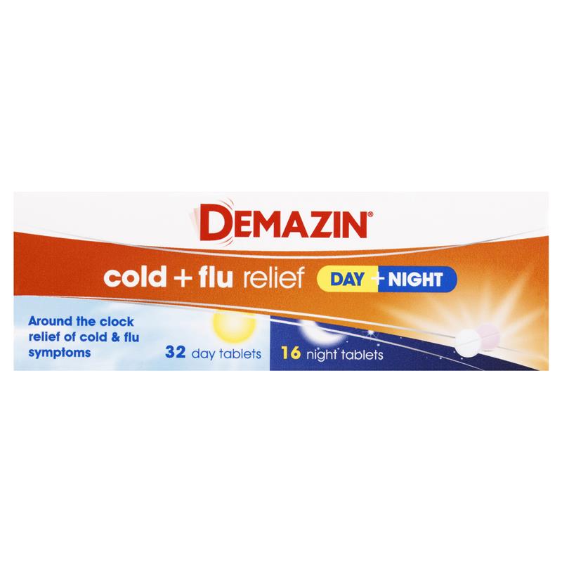 Load image into Gallery viewer, Demazin Cold &amp; Flu Relief Day + Night 48 Tablets
