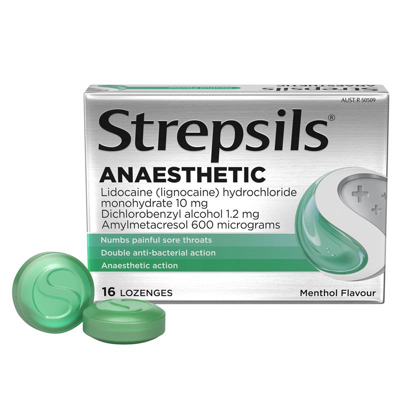 Load image into Gallery viewer, Strepsils Anaesthetic Menthol 16 Lozenges
