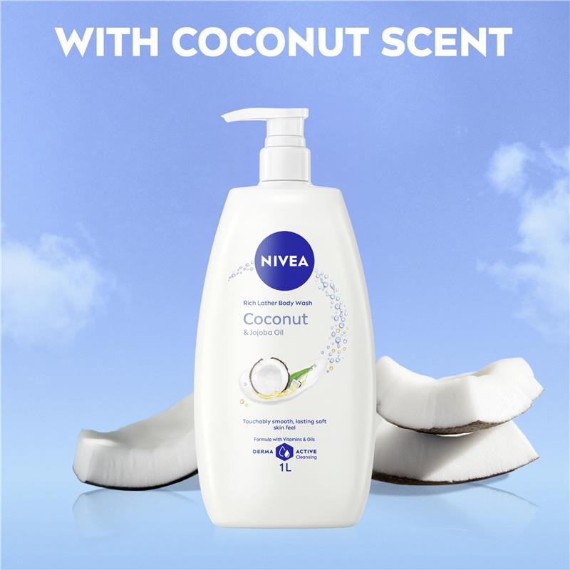 Load image into Gallery viewer, NIVEA Coconut &amp; Jojoba Oil Rich Body Wash 1L
