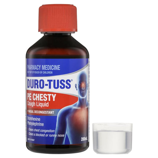 DURO-TUSS PE Chesty Cough Liquid + Nasal Decongestant 200mL