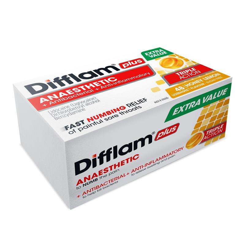 Load image into Gallery viewer, Difflam Sore Throat Sugar Free Honey And Lemon 48 Lozenges
