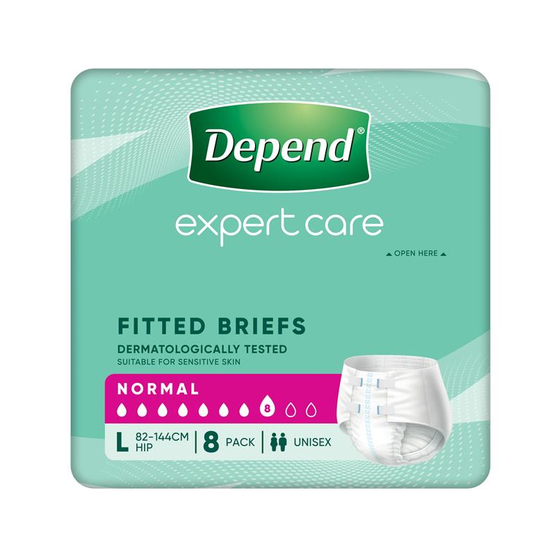 Load image into Gallery viewer, Depend Fitted Briefs Large 8 Pack
