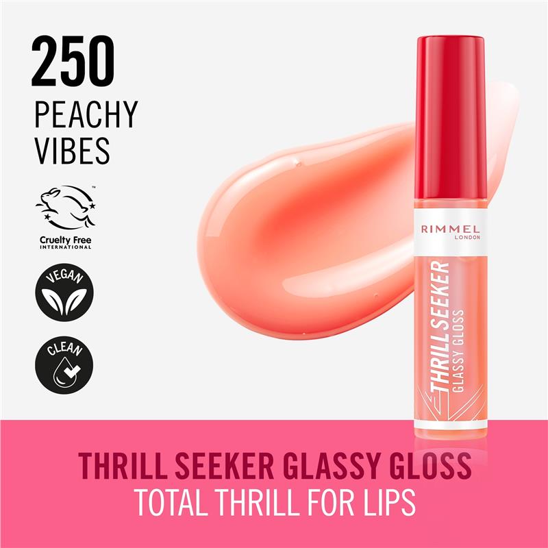 Load image into Gallery viewer, Rimmel Thrill Seeker Glassy Gloss 250 Peachy Vibes
