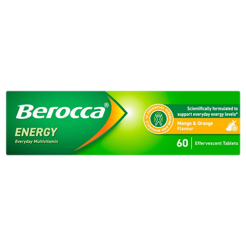 Load image into Gallery viewer, Berocca Energy Mango And Orange 60 Effervescent Tablets Exclusive Size
