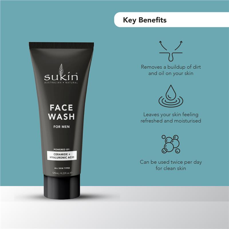 Load image into Gallery viewer, Sukin For Men Face Wash 125ml
