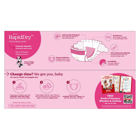 Huggies Ultra Dry Nappies Girl Size 4 Jumbo 72 Pack