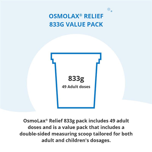 OsmoLax Relief Laxative Powder 49 Dose 833g - Macrogol Constipation Relief with No Salty Taste, Flavour Free & Salt Free