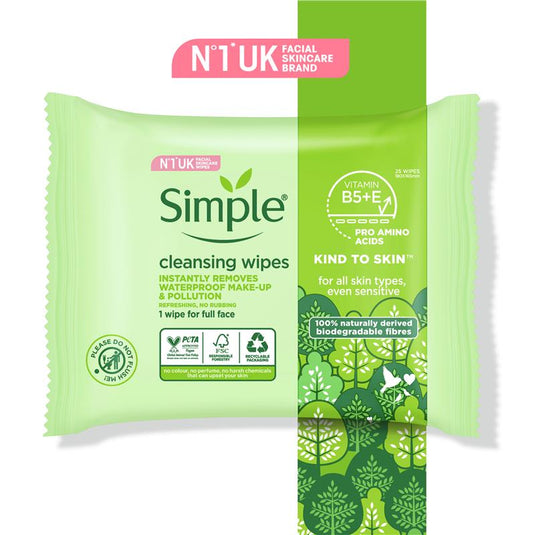 Simple Biodegradable Cleansing Wipes 25 pack