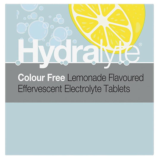Hydralyte Electrolyte Effervescent Colour Free Lemonade 20 Tablets