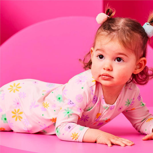 Bambi Mini Co. Wrigglesuit Girls Pink Neon Floral 3-6
