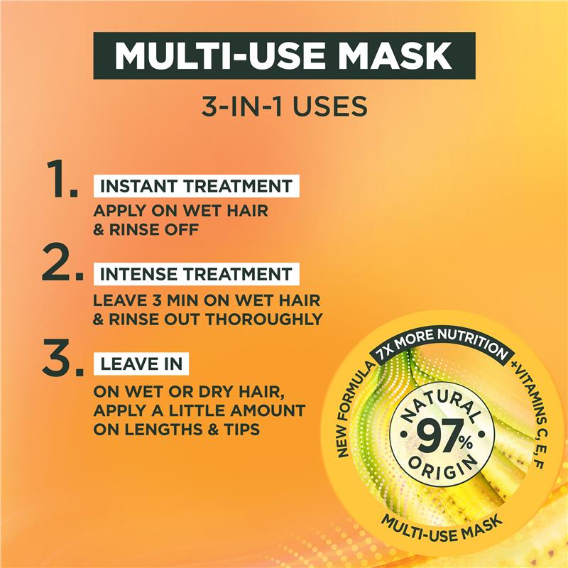 Load image into Gallery viewer, Garnier Fructis Hair Food Nourishing Banana 3-in-1 Mask Treatment For Dry Hair 390ml
