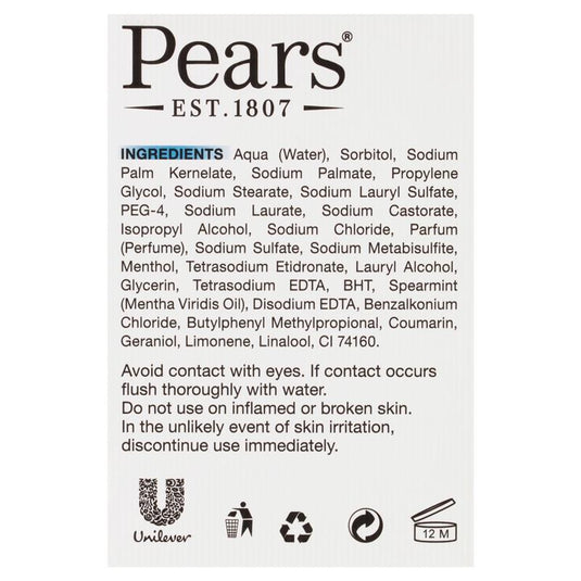 Pears Transparent Soap Pure And Gentle With Mint Extracts 3x125g