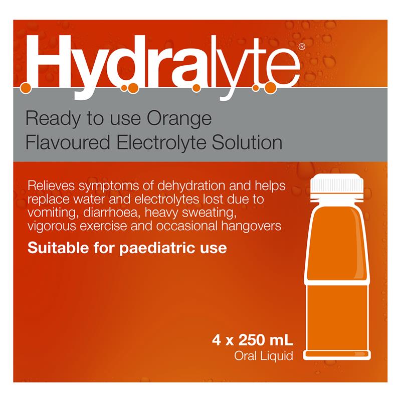 Load image into Gallery viewer, Hydralyte Electrolyte Orange 4 Pack (4x250ml) Solution
