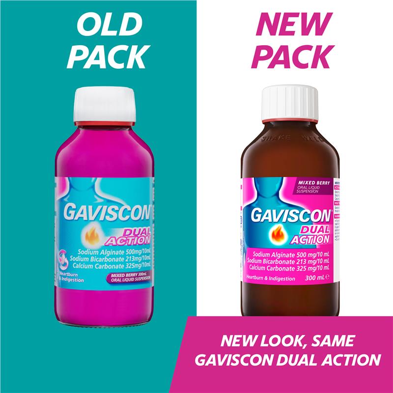 Load image into Gallery viewer, Gaviscon Dual Action Liquid Mixed Berry Flavour Heartburn and Indigestion Relief 300ml
