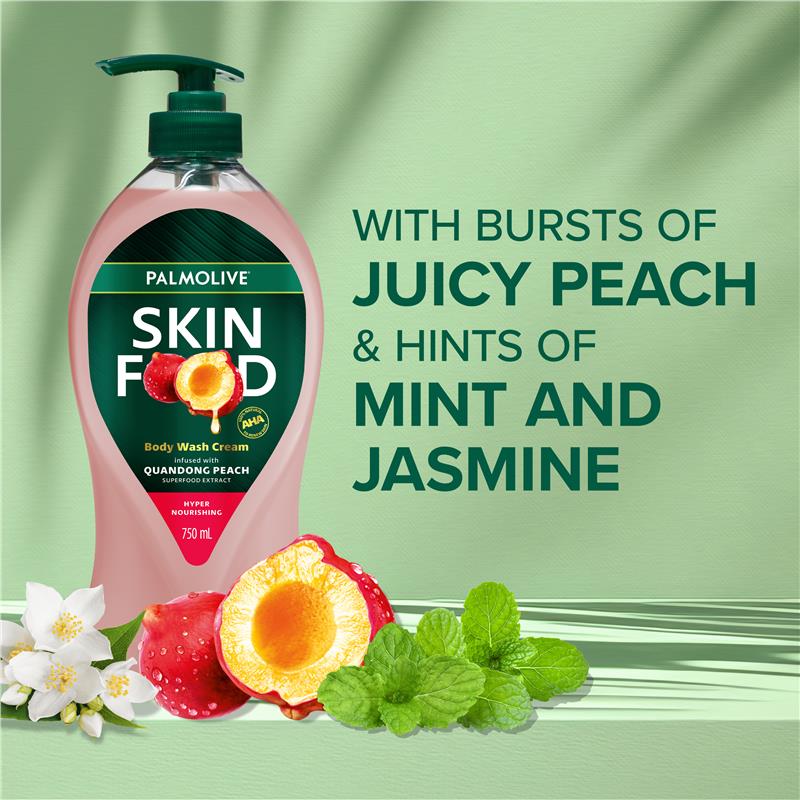 Load image into Gallery viewer, Palmolive Skin Food Body Wash Cream Quandong Peach 750ml
