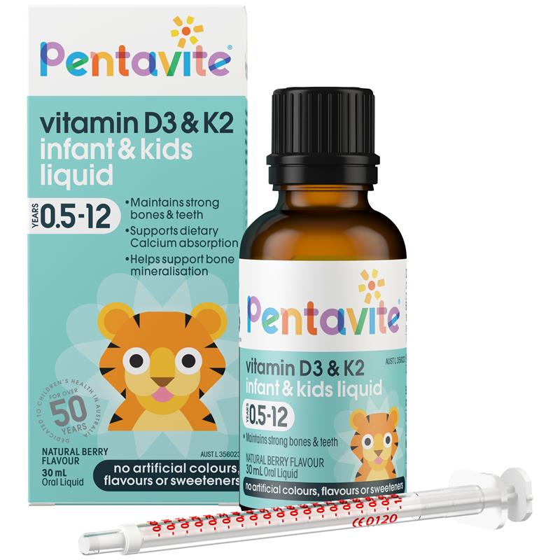 Load image into Gallery viewer, Pentavite Vitamin D3 &amp; K2 Kids Liquid 30ml

