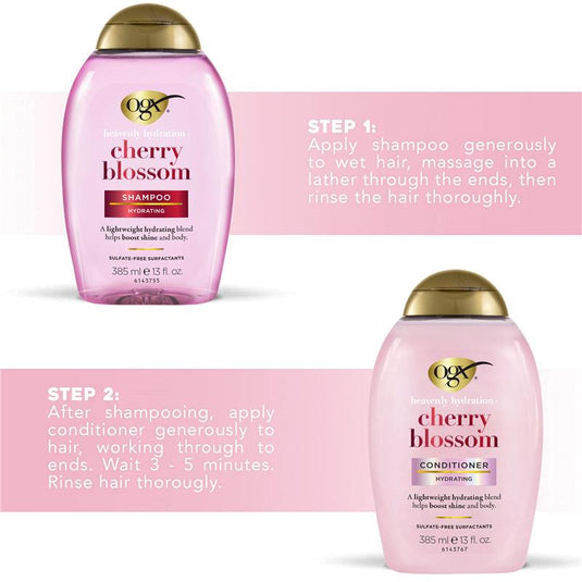 Ogx Heavenly Hydration + Shine Cherry Blossom Shampoo For Thin And Fine Hair 385mL