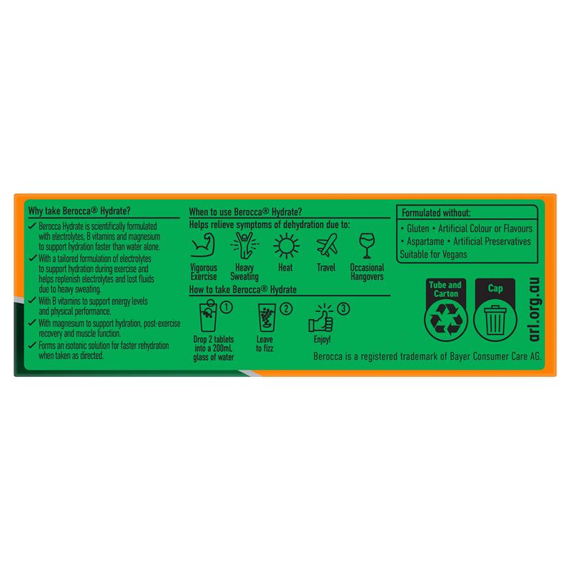 Load image into Gallery viewer, Berocca Hydrate Orange 20 Effervescent Tablets
