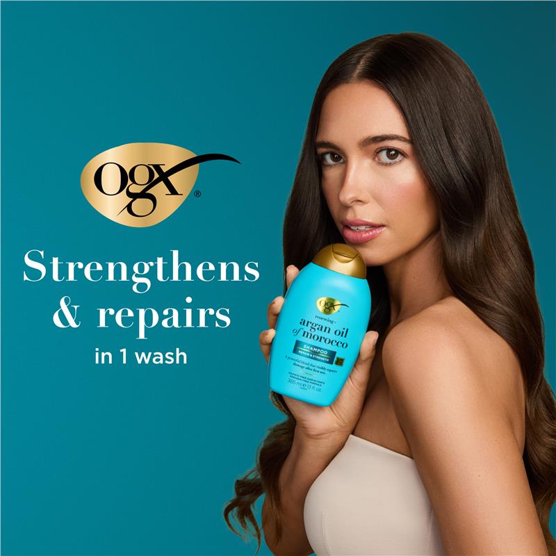 Load image into Gallery viewer, Ogx Renewing + Repairing &amp; Shine Argan Oil of Morocco Shampoo For Dry &amp; Damaged Hair 385mL
