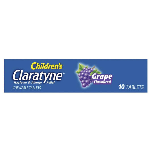 Children's Claratyne Allergy & Hayfever Relief Antihistamine For Kids Grape Flavoured Chewable Tablets 10 pack