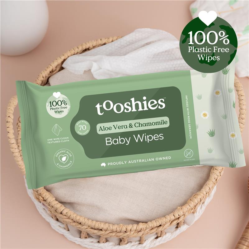 Load image into Gallery viewer, Tooshies Baby Wipes Aloe Vera &amp; Chamomile 70 Pack
