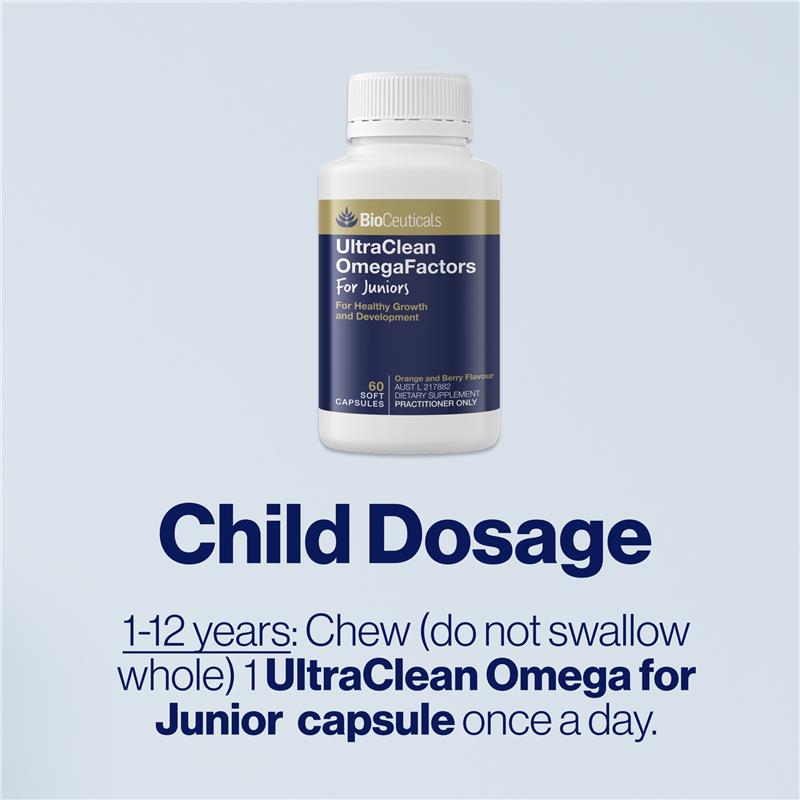 Load image into Gallery viewer, Bioceuticals UltraClean OmegaFactors For Juniors 60 Capsules
