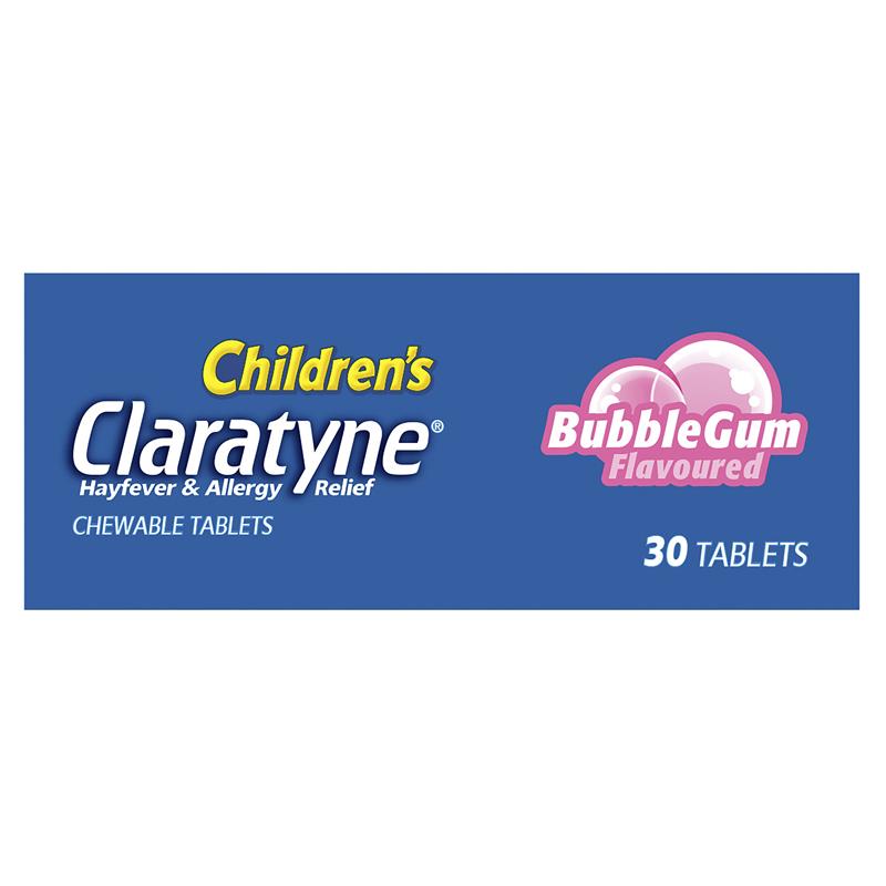 Load image into Gallery viewer, Children's Claratyne Allergy &amp; Hayfever Relief Antihistamine For Kids Bubblegum Flavoured Chewable Tablets 30 pack
