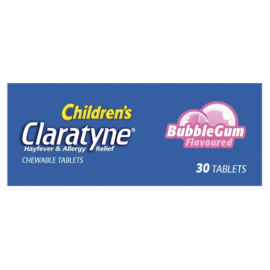 Children's Claratyne Allergy & Hayfever Relief Antihistamine For Kids Bubblegum Flavoured Chewable Tablets 30 pack
